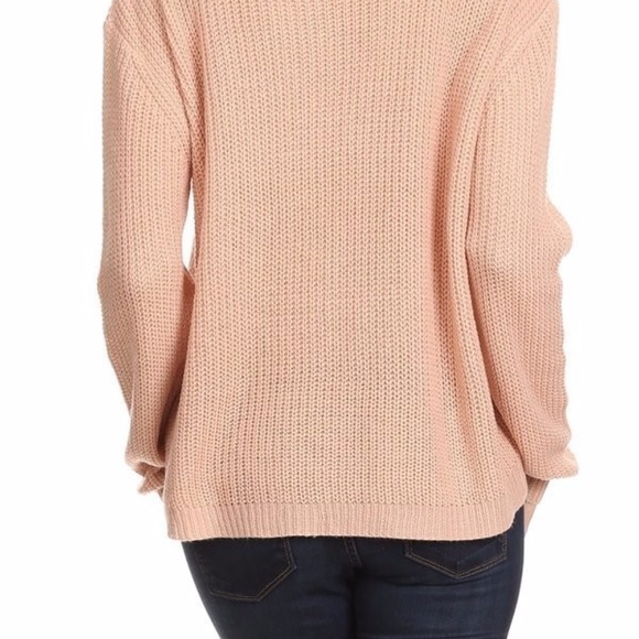 Peach full lace up knit sweater - Picture 6 of 6